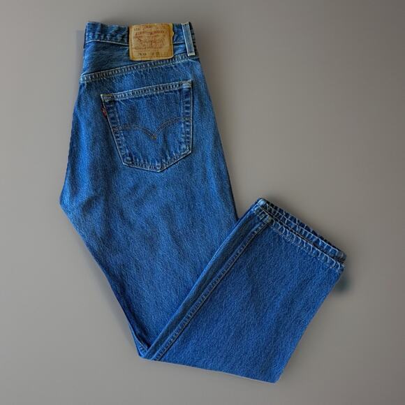 Vintage Levis 501 Jeans 33 Blue 90s Made in USA Workwear Non Selvedge - Picture 1 of 10